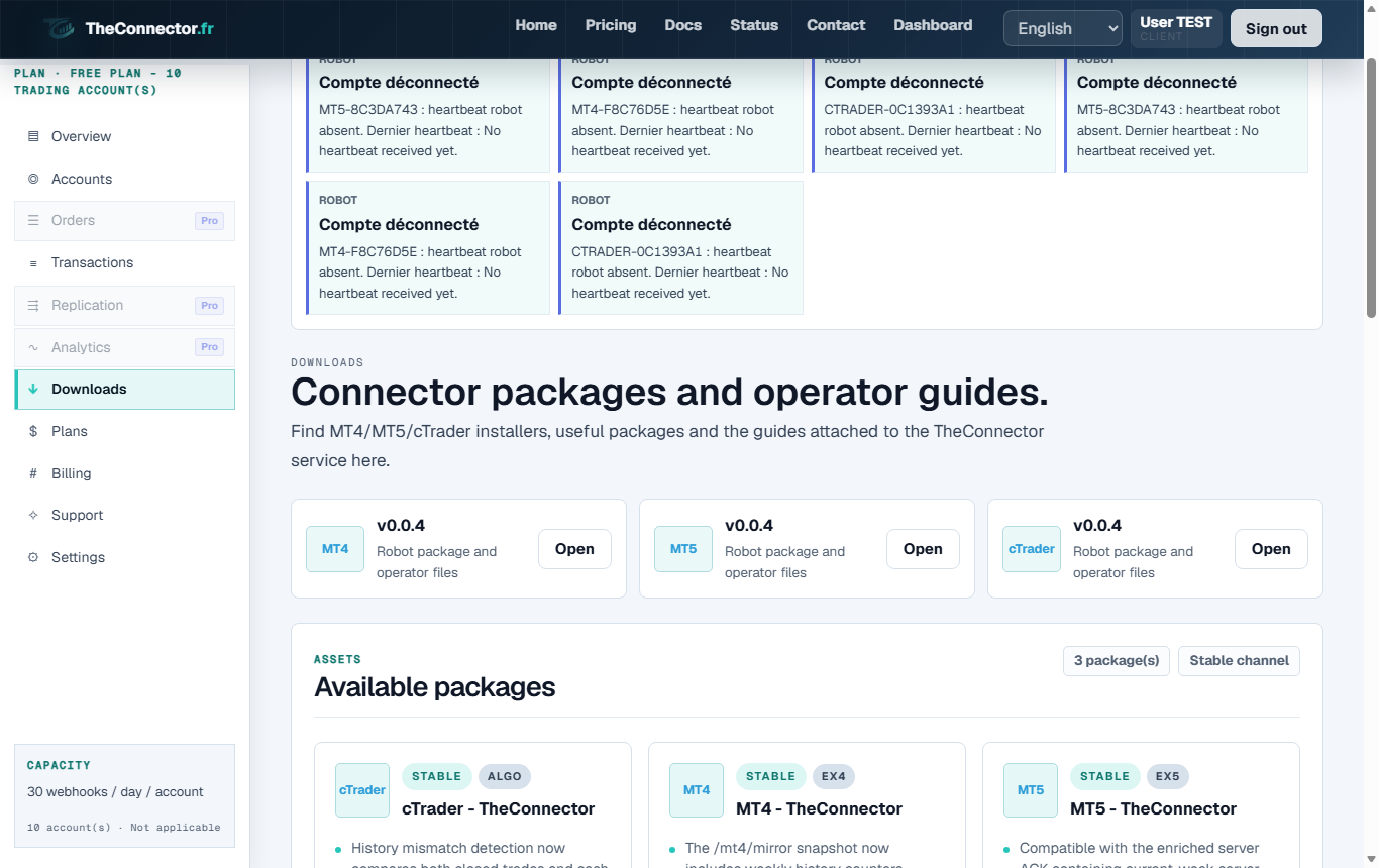 Client support pages screenshot