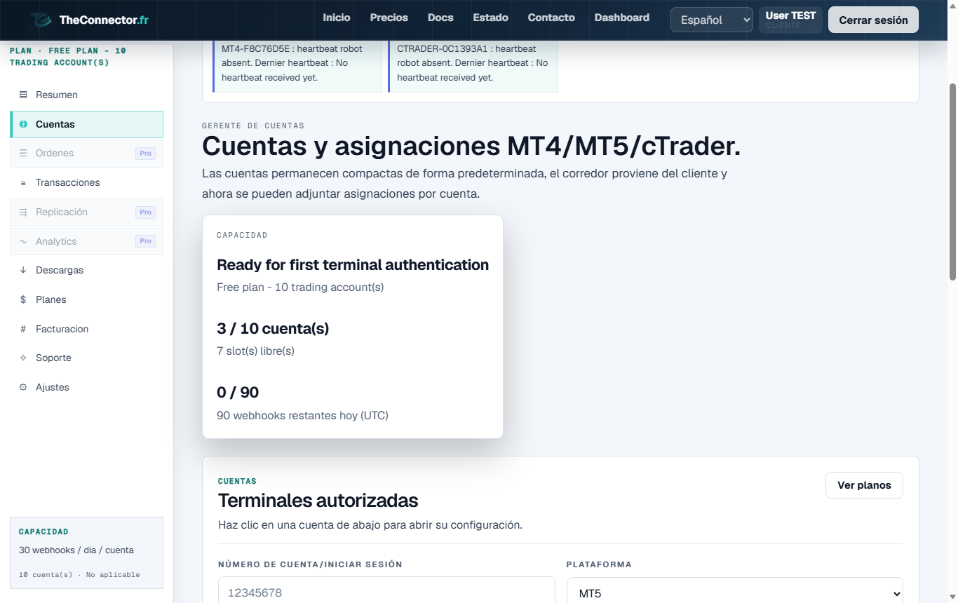 Captura de configuración de cuenta